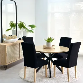 Radius Round Natural Top Dining Table Set