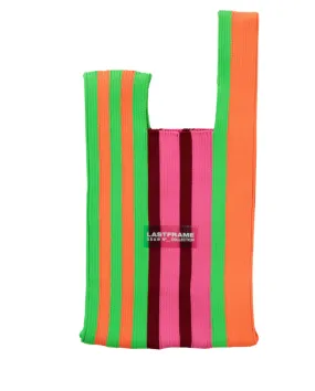 Random Stripe Knot Bag Neon Green