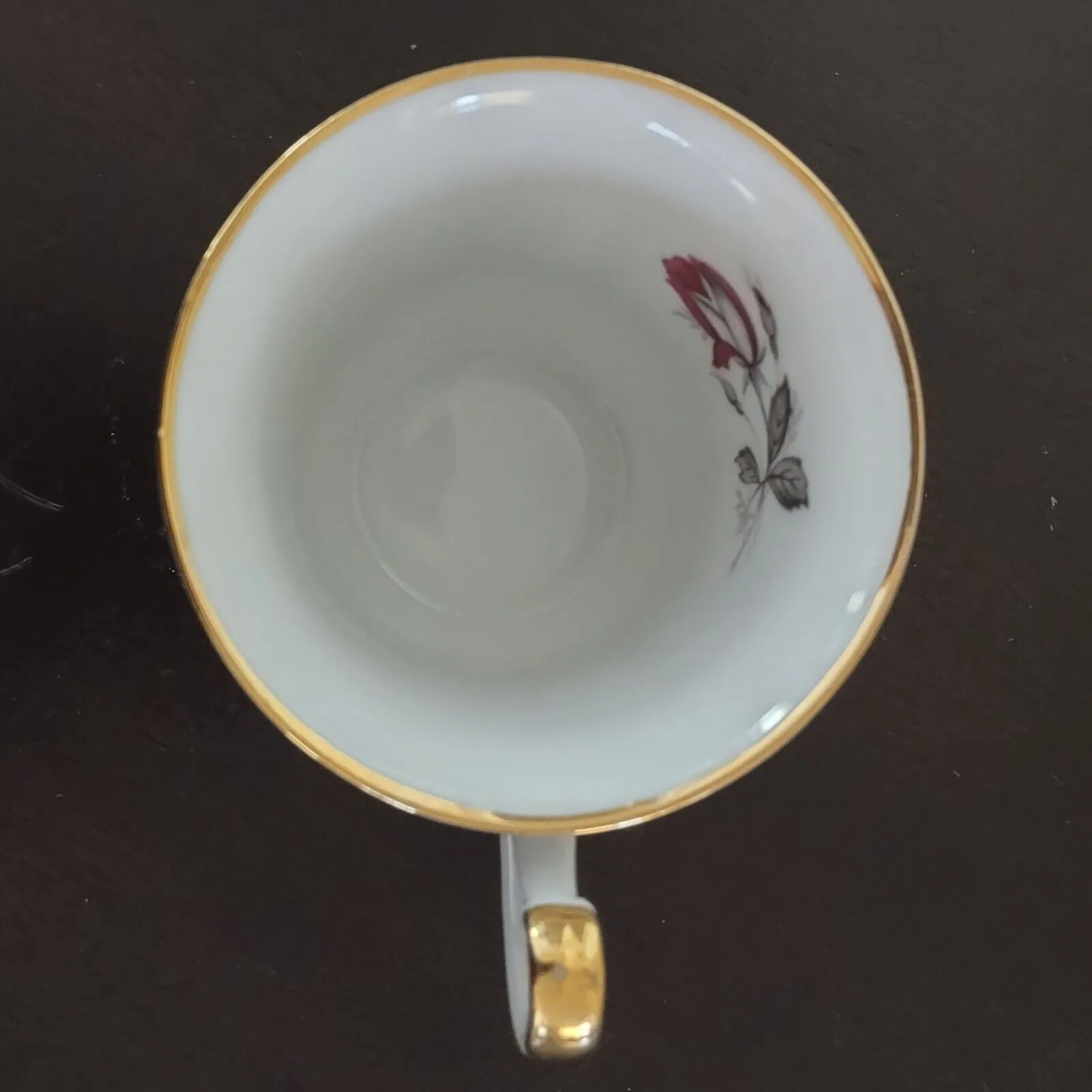 Rheinpfalz Hartporzellan Cup and Saucer Rose with Gold Accents