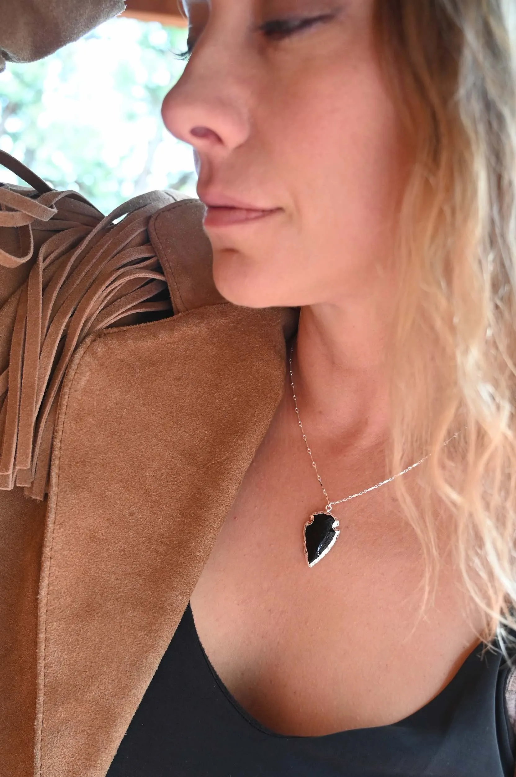 Rooted in Love Obsidian Arrowhead Necklace