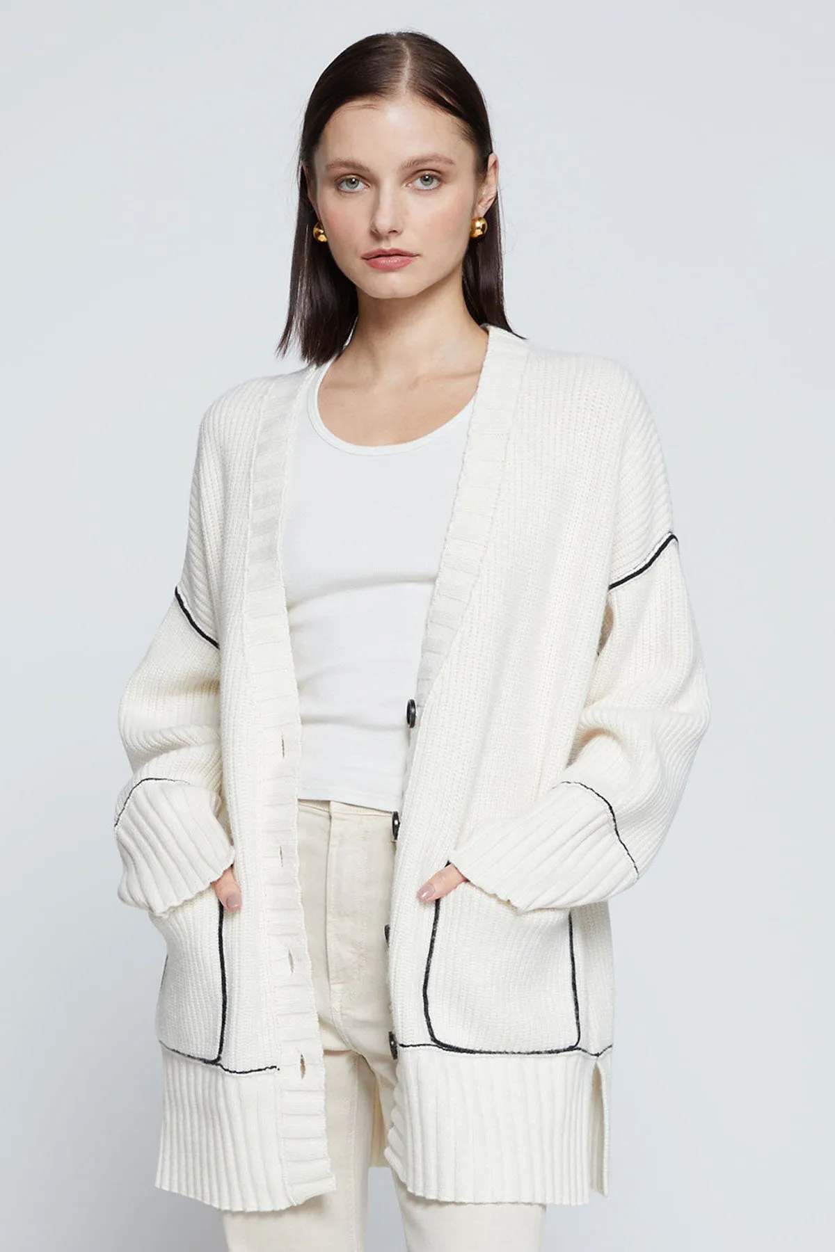 Stateside The Billy Cardigan Sweater in Cream