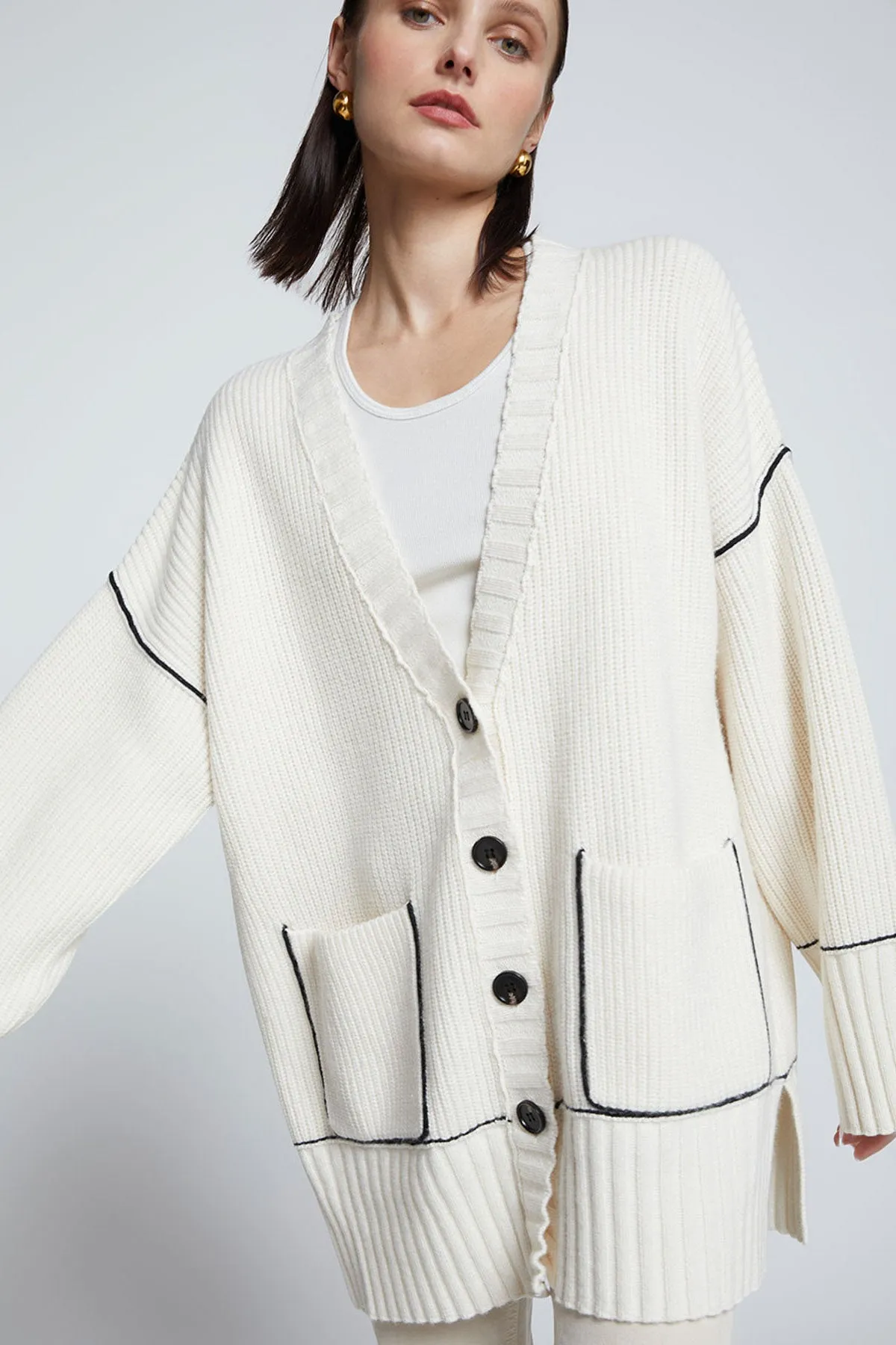 Stateside The Billy Cardigan Sweater in Cream