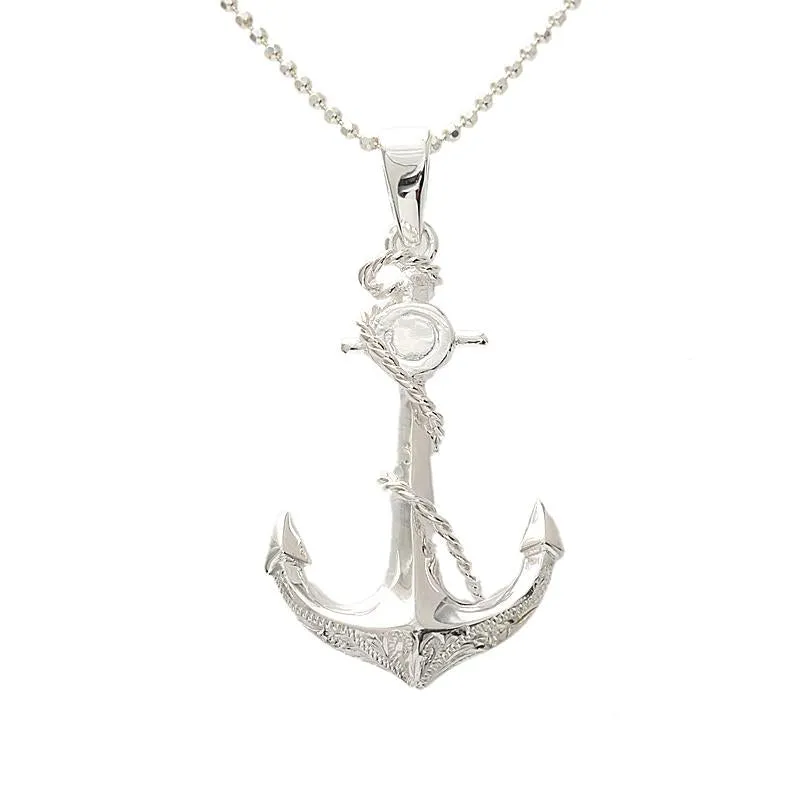 Sterling Silver Hawaiian Scroll Anchor Pendant (S/L) (Chain Sold Separately)