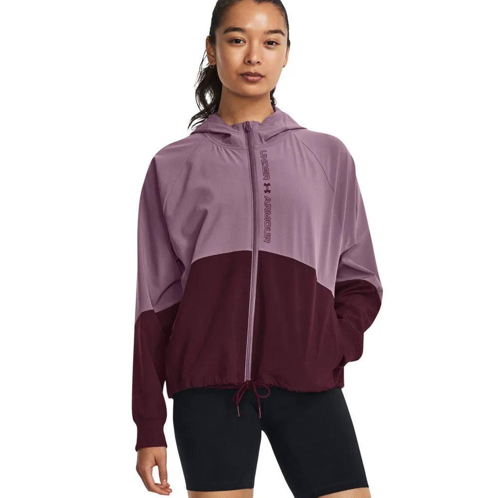 Sudadera con Gorro Under Armour para Mujer Woven FZ Jacket Morado