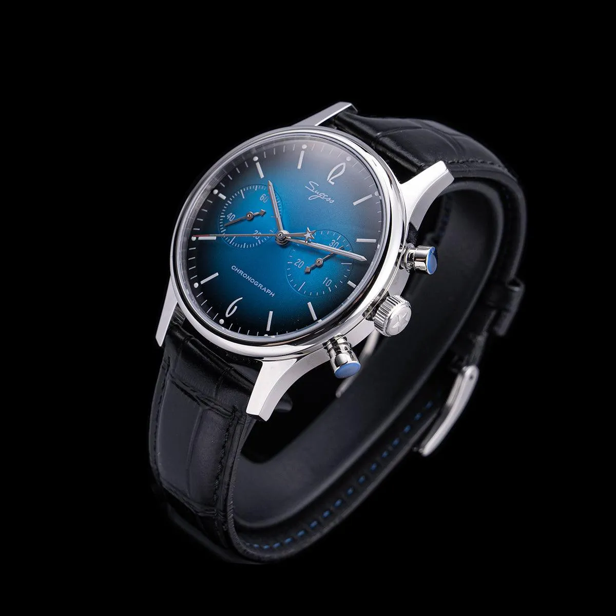 Sugess JB954 Blue Genuine Sapphire Gradient Mechanical Business Watch for Men