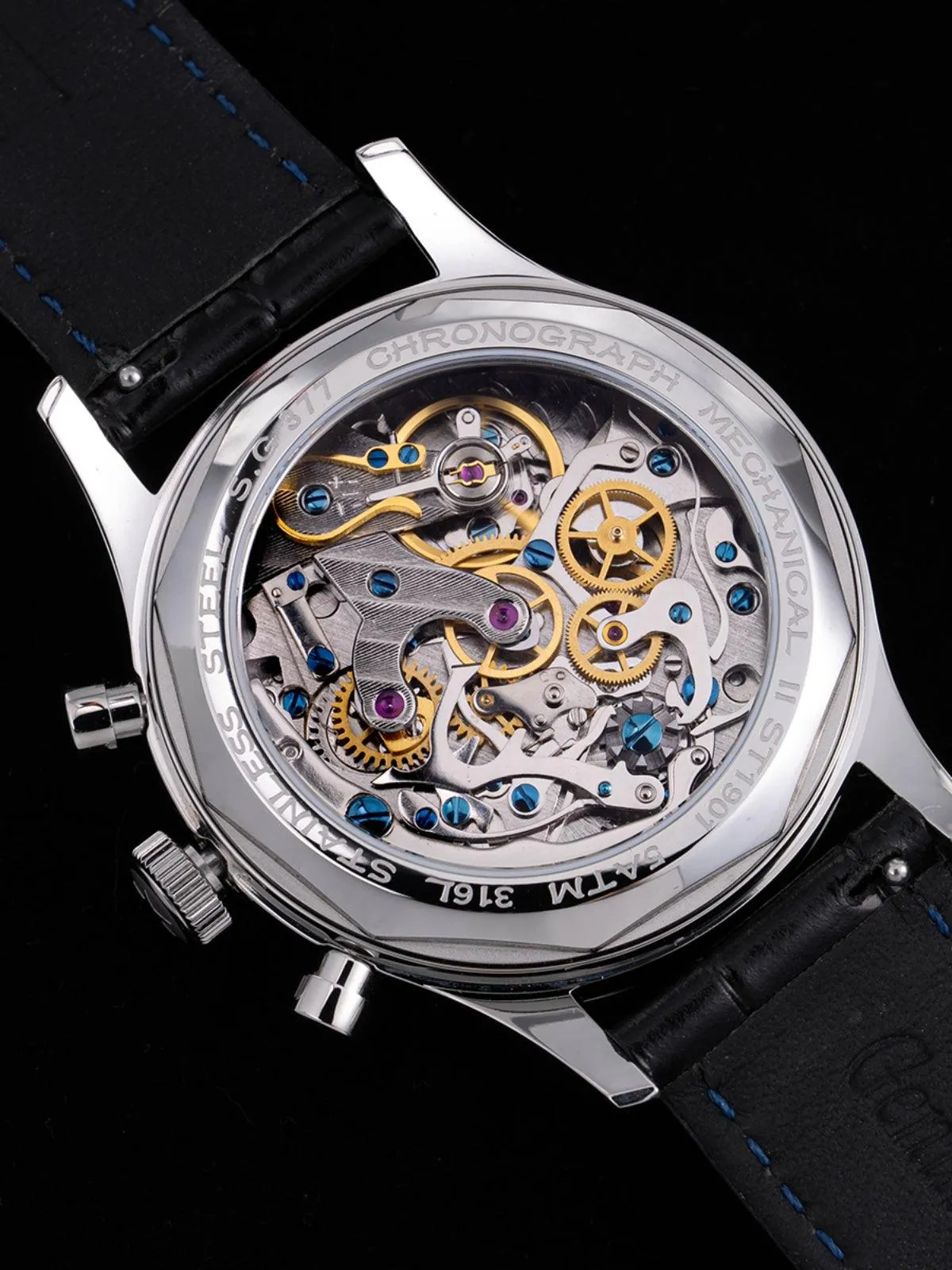 Sugess JB954 Blue Genuine Sapphire Gradient Mechanical Business Watch for Men