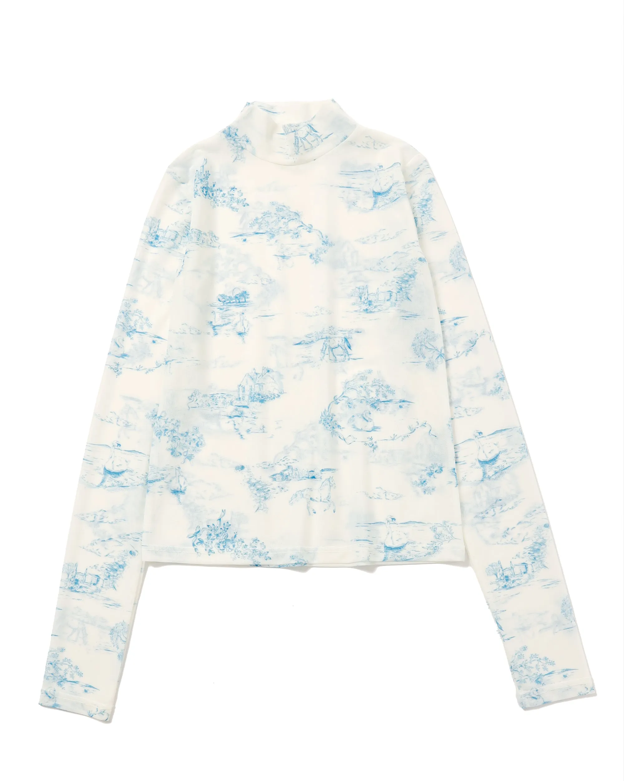 Toile de Jouy see-through tops (High neck)