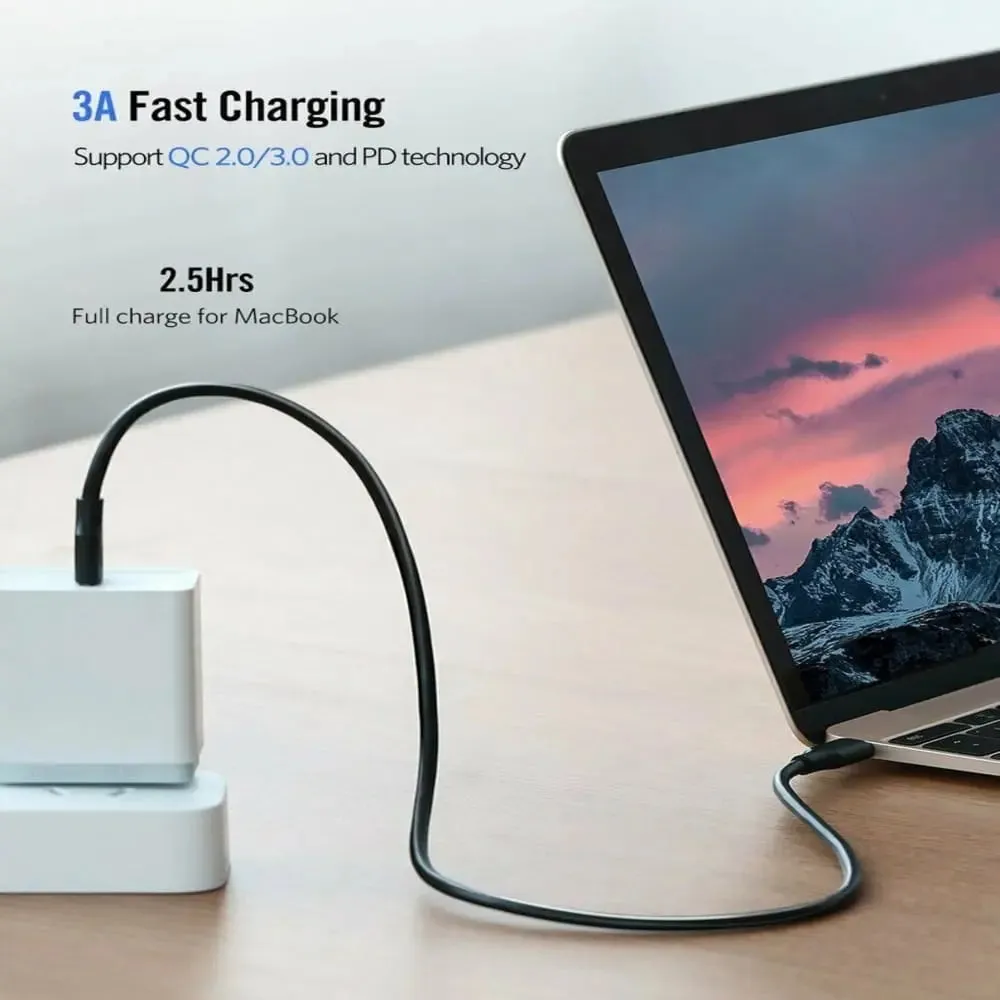 Ugreen 2m 60W USB C 2.0 Male To Male Cable, Power Delivery 2.0/QC 2.0/3.0 (10306)