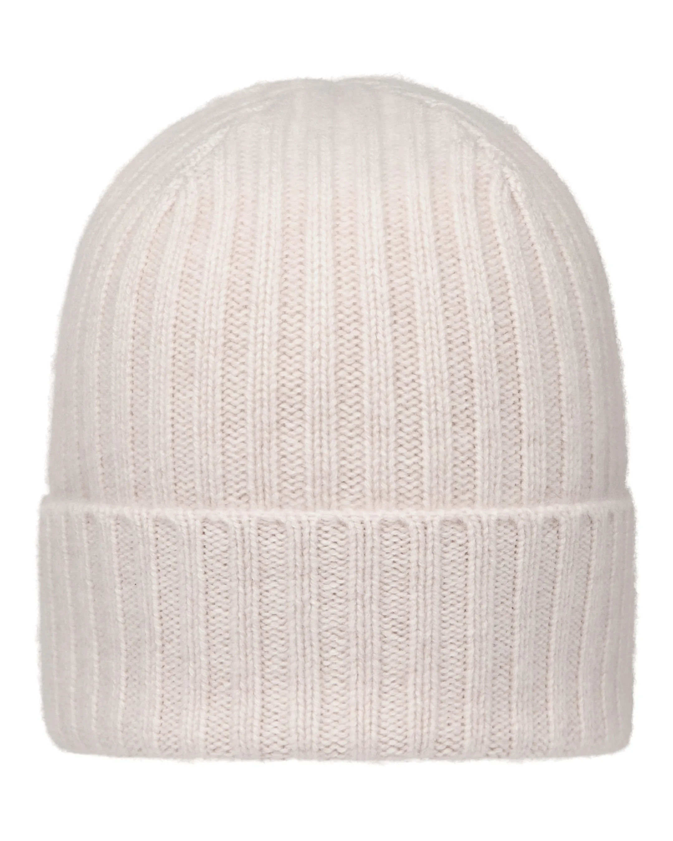 Unisex Chunky Ribbed Cashmere Hat Frost White