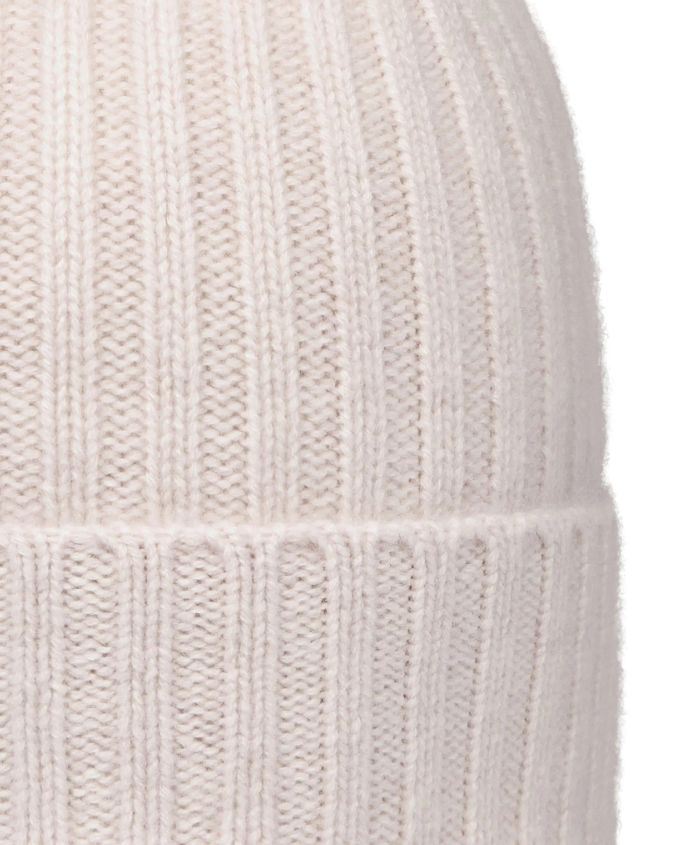 Unisex Chunky Ribbed Cashmere Hat Frost White