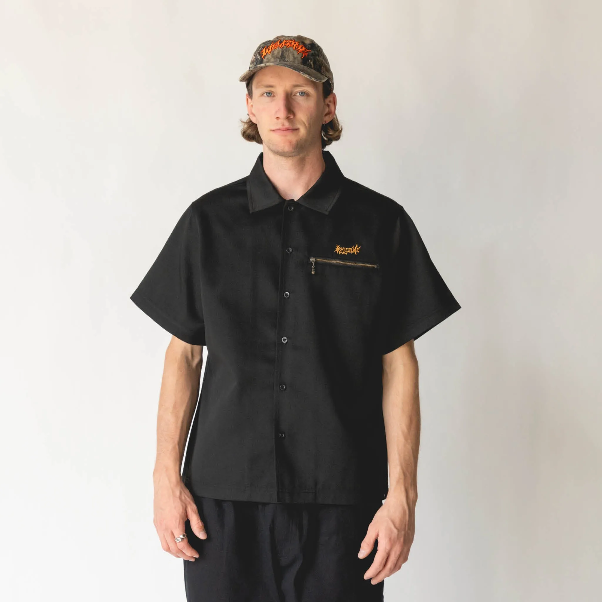 Venom Twill Work Shirt W/ Chain Stitch - Black