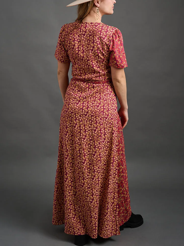 Wrap Maxi Dress - Berry Poppy Mix