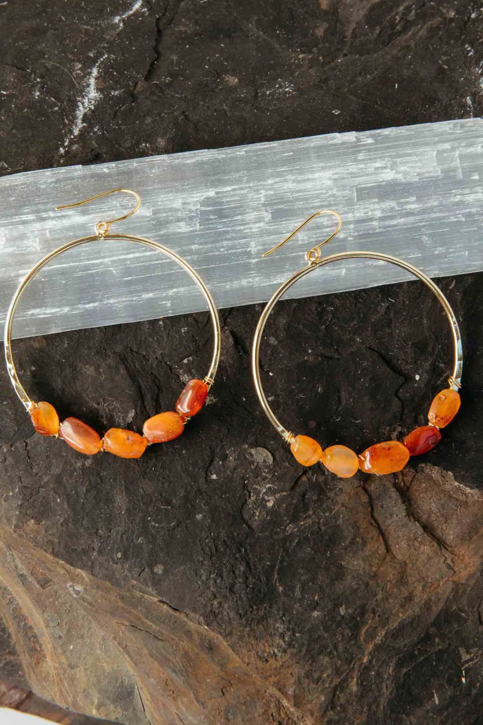 You Are The Flame Carnelian Gold Hoops